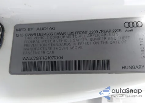 2016 Audi A3 1.8T Premium из США, поврежденный, VIN WAUC7GFF1G1070704